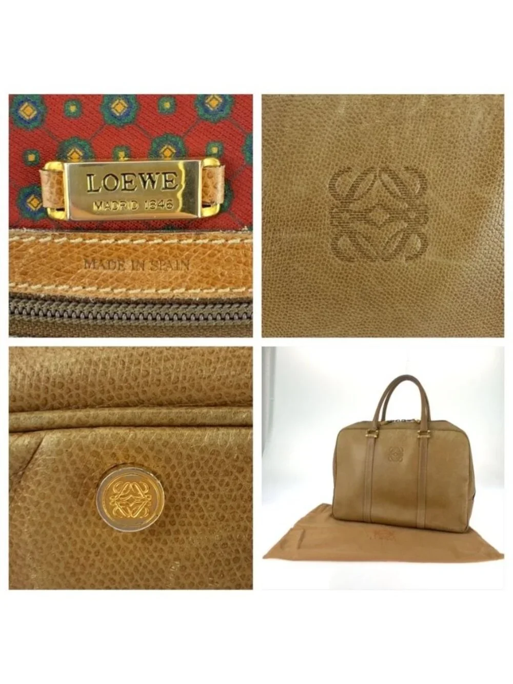 Loewe Gram Beige Gold Leather Business Briefcase